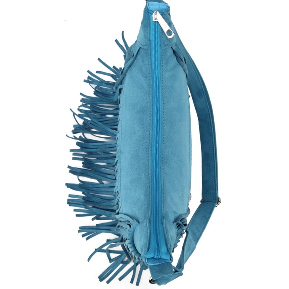 Western Vegan Suede Zipper Fringe Hobo shoulder Bag